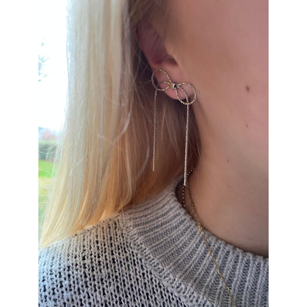 Dangling Loops Ear Rings - Bow Tie - Silver Dangling Loops Ear Rings - Bow Tie - Silver