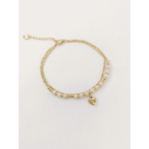 Dangle Bracelet - Hart - Gold / Beige Dangle Bracelet - Hart - Gold / Beige