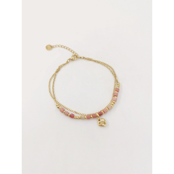 Dangle Bracelet - Hart - Gold / Pink Dangle Bracelet - Hart - Gold / Pink