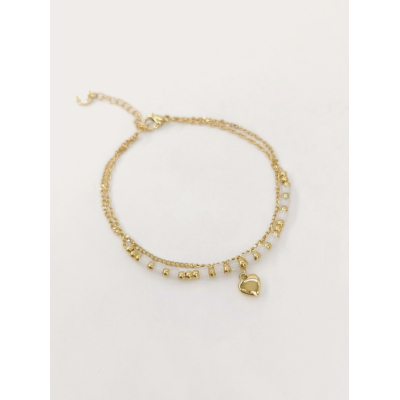 Dangle Bracelet - Hart - Gold / White