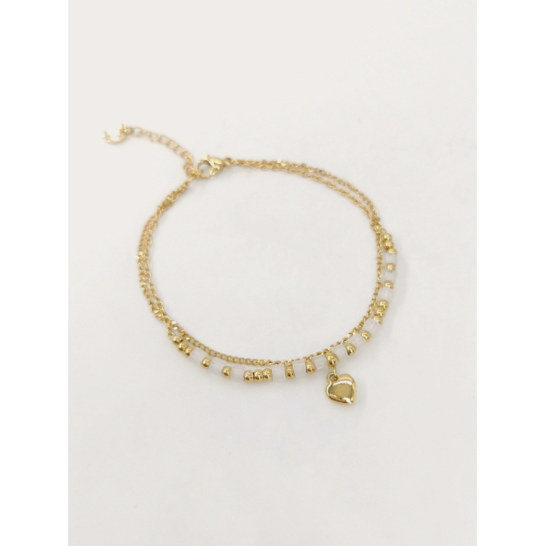 Dangle Bracelet - Hart - Gold / White Dangle Bracelet - Hart - Gold / White
