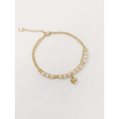 Dangle Bracelet - Hart - Gold / Beige